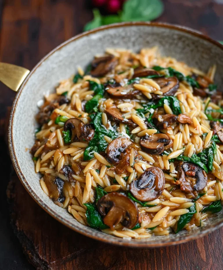 Mushroom Spinach Orzo Pasta – Easy & Delicious Dinner