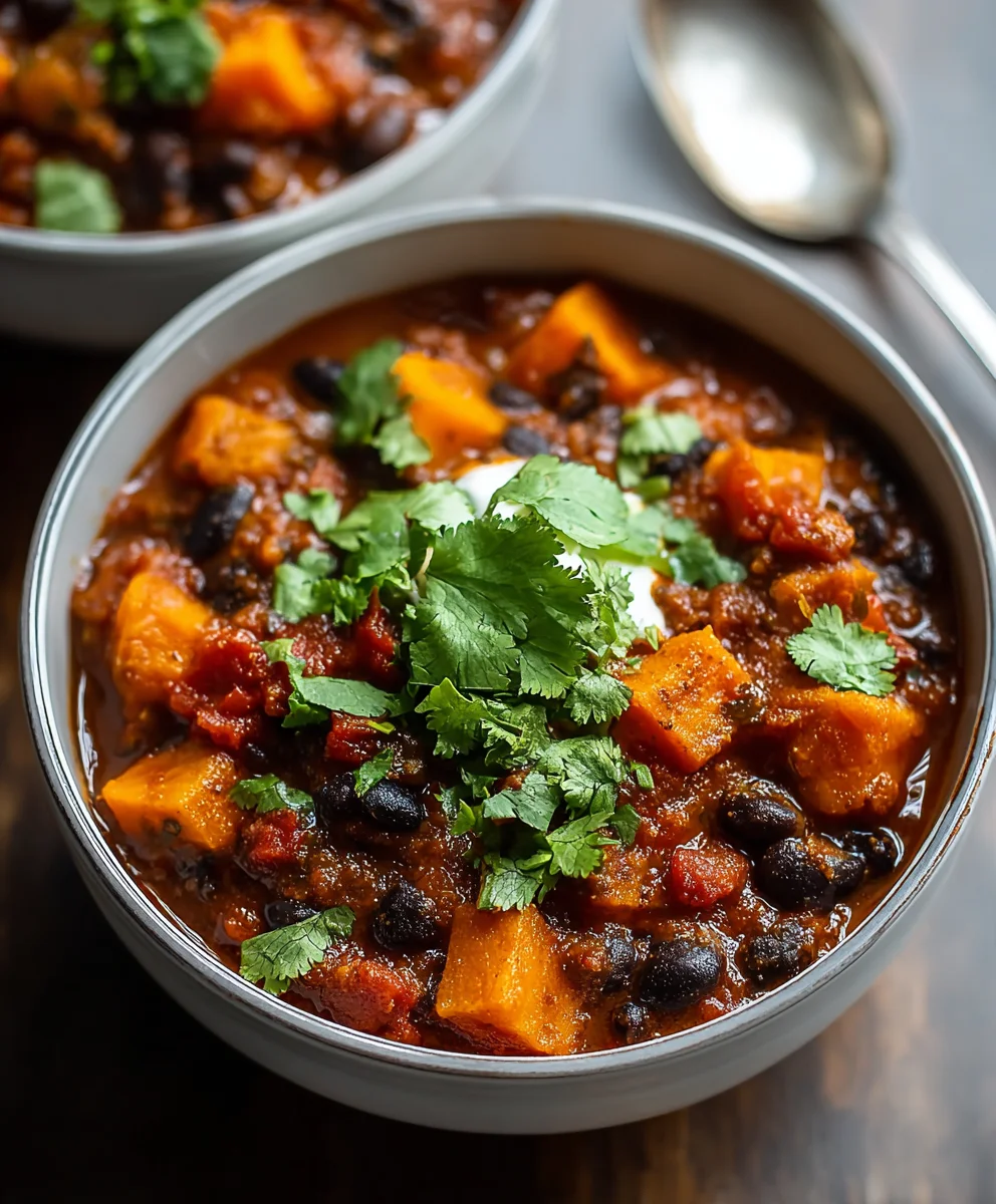 Hearty Sweet Potato Black Bean Chili - Easy & Delicious