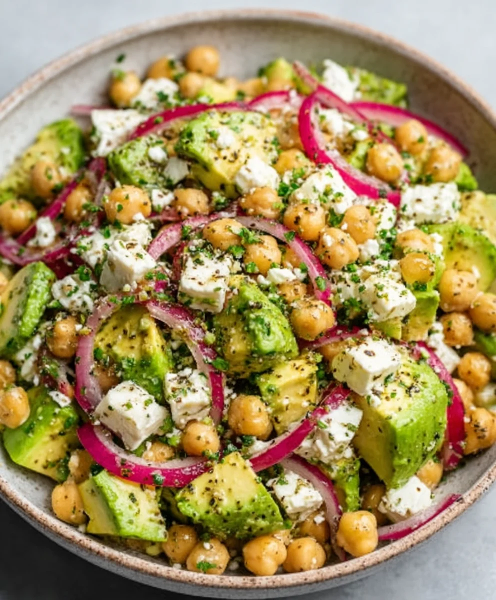 Chickpea Feta Avocado Salad - Healthy & Fresh Recipe