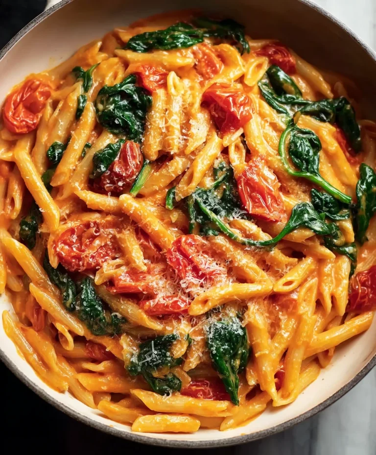 Creamy Tomato Spinach Pasta-Easy Quick Dinner