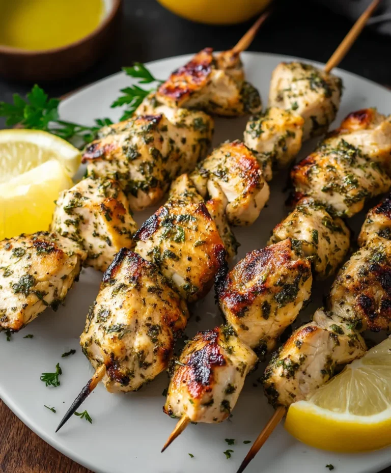 Lemon Herb Chicken Skewers- Easy Grilled Recipe