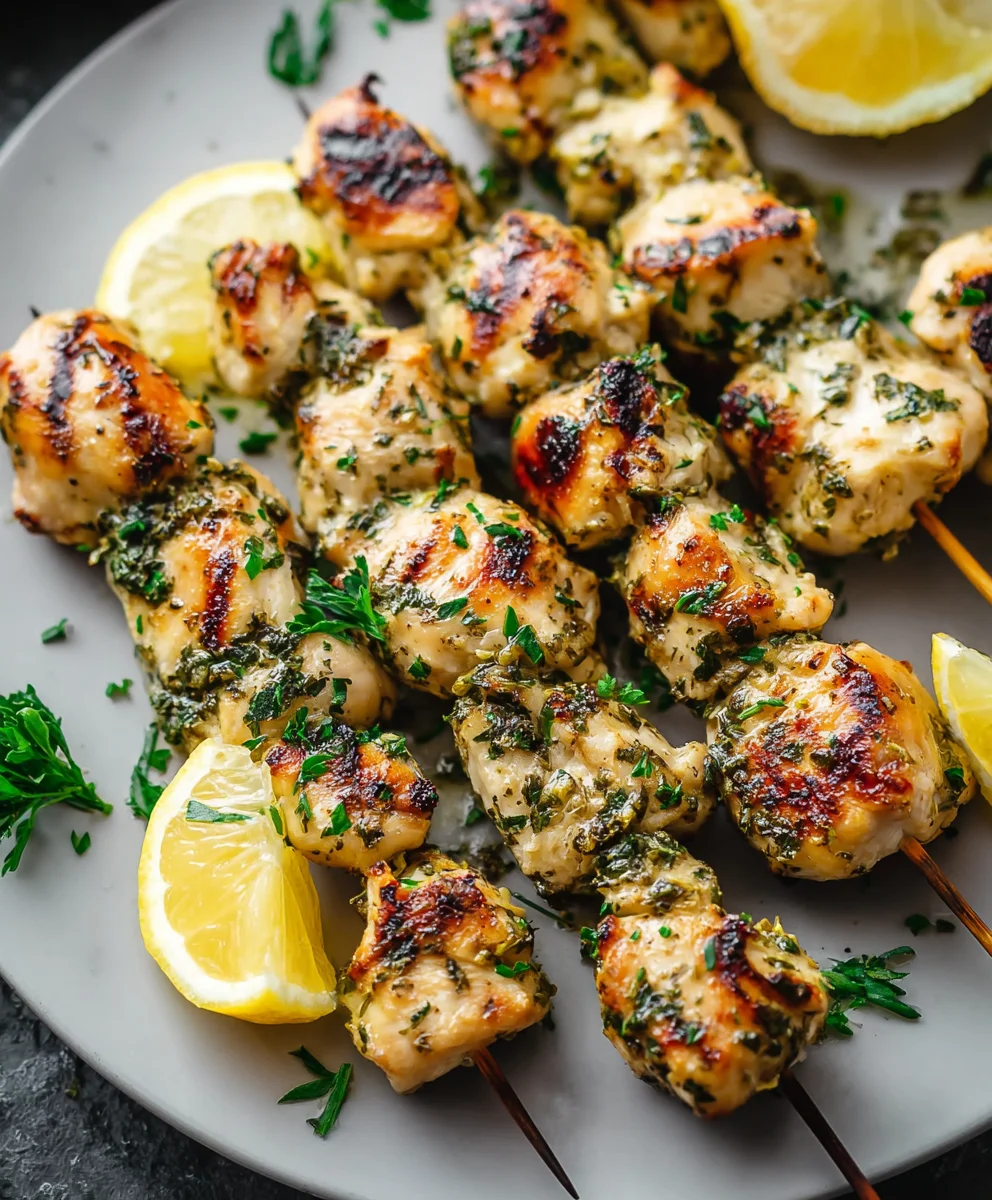 Lemon Herb Chicken Skewers- Easy Grilled Recipe