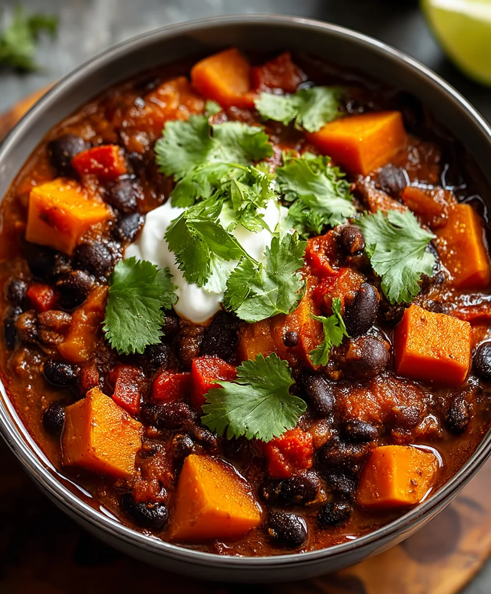 Hearty Sweet Potato Black Bean Chili - Easy & Delicious