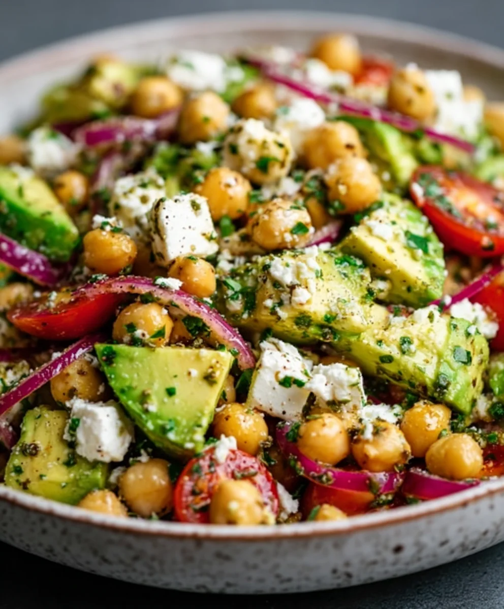 Chickpea Feta Avocado Salad - Healthy & Fresh Recipe