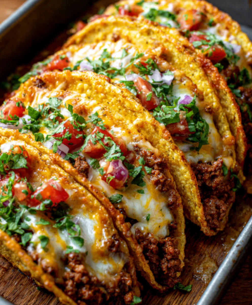 Oven-Baked Cheesy Beef Tacos - Crispy Loaded & Delicious