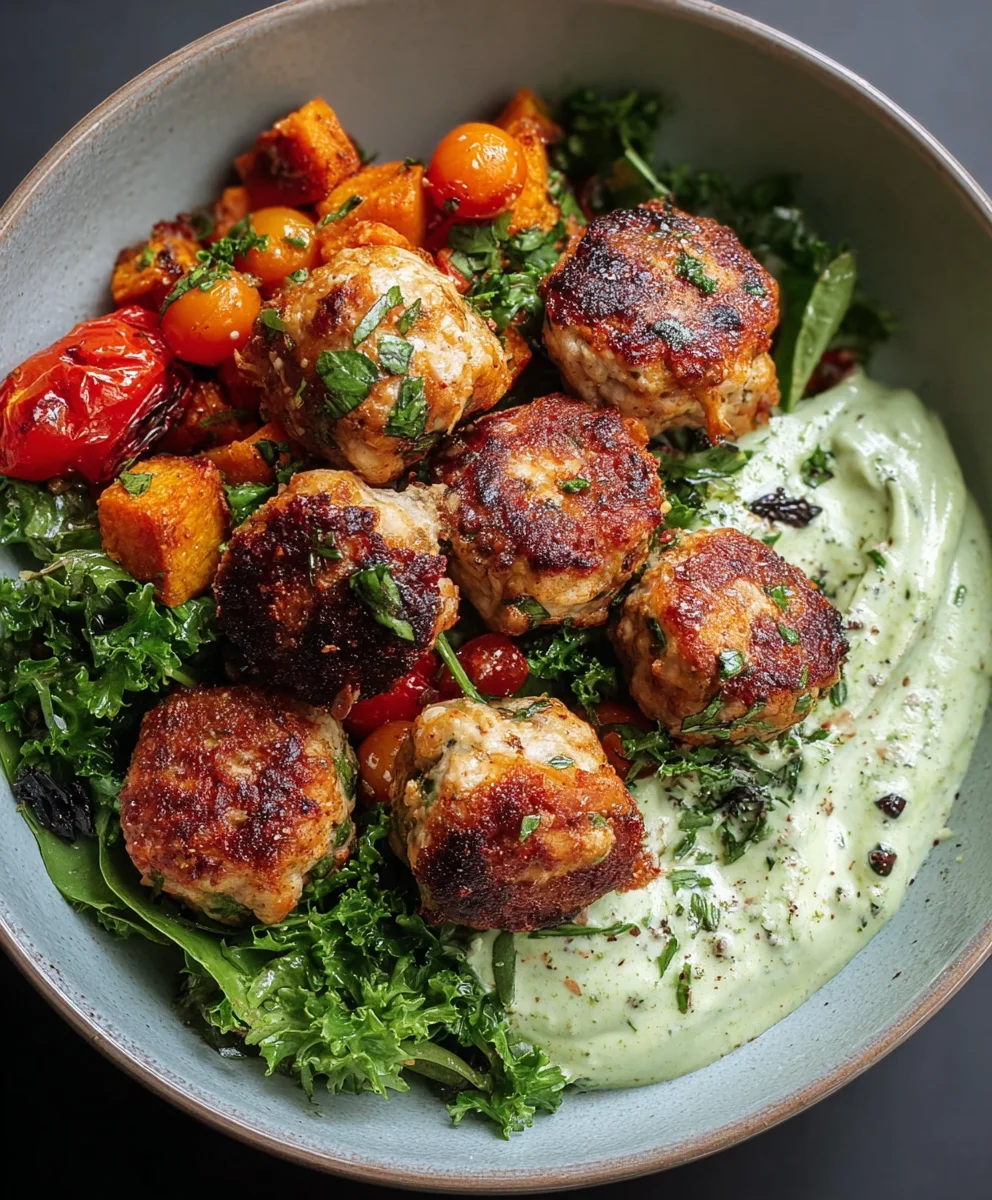Juicy Herby Chicken Meatball Bowl-Fresh & Flavorful