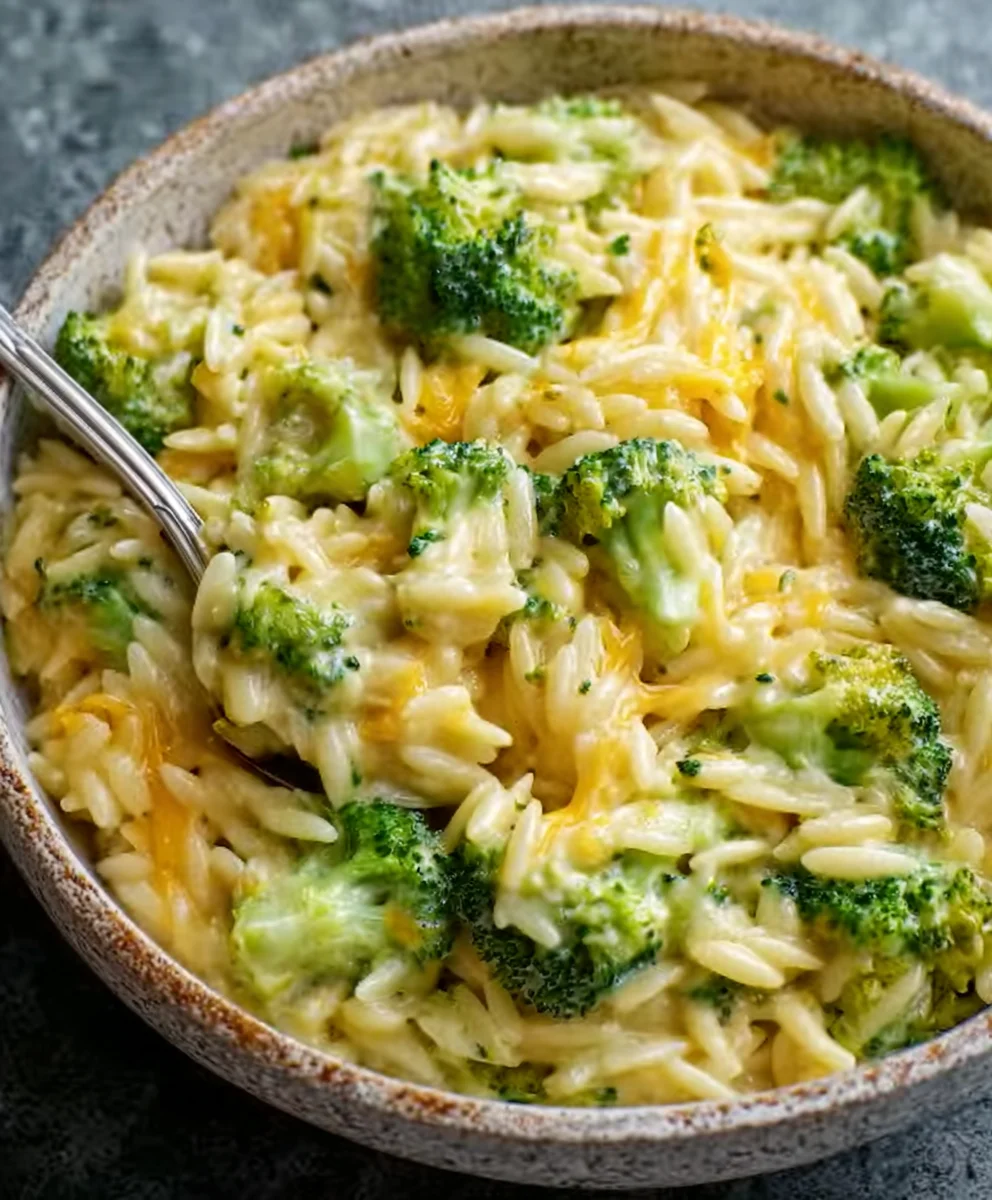 Creamy Broccoli Cheddar Orzo - Easy One-Pot Meal
