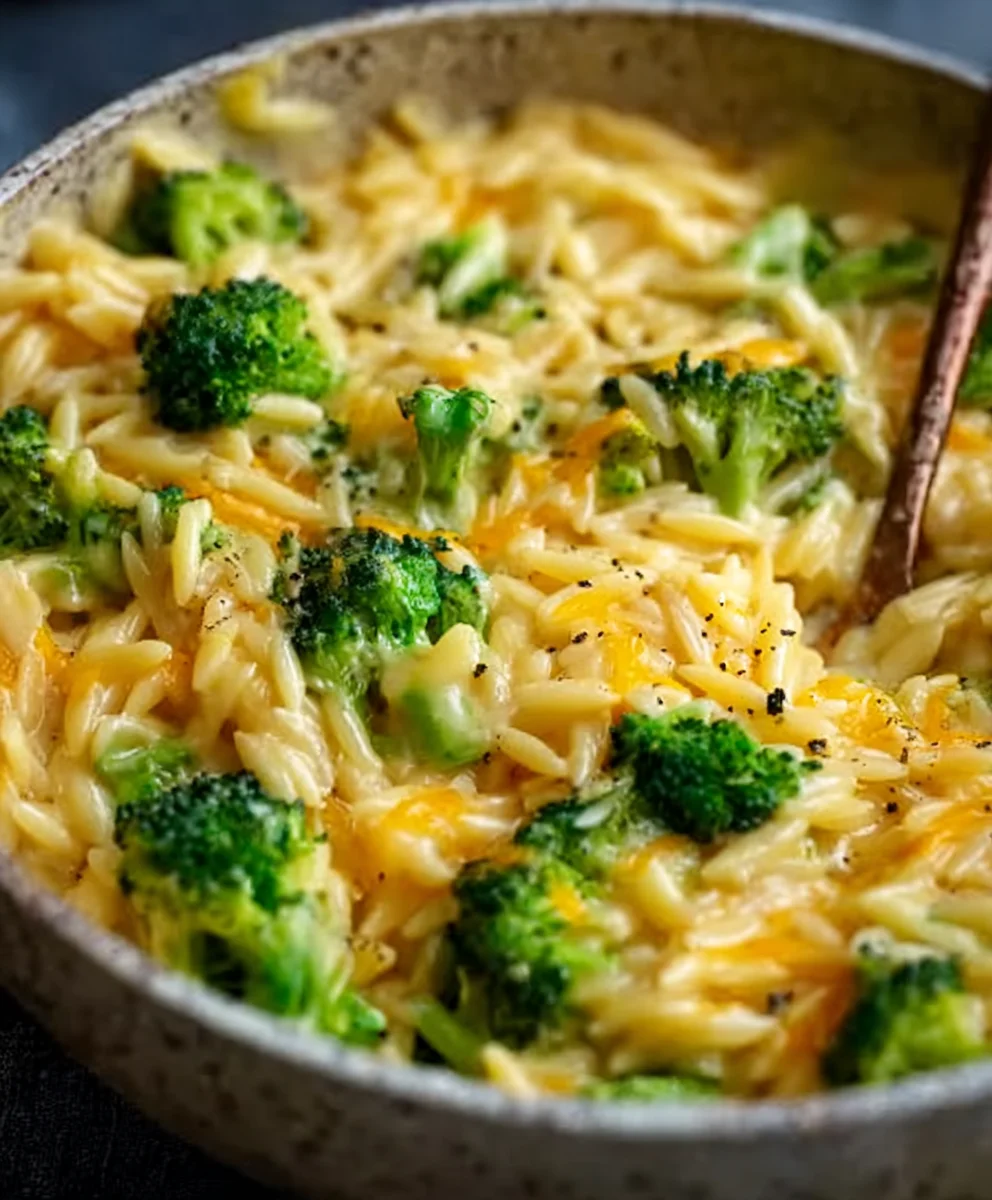 Creamy Broccoli Cheddar Orzo - Easy One-Pot Meal
