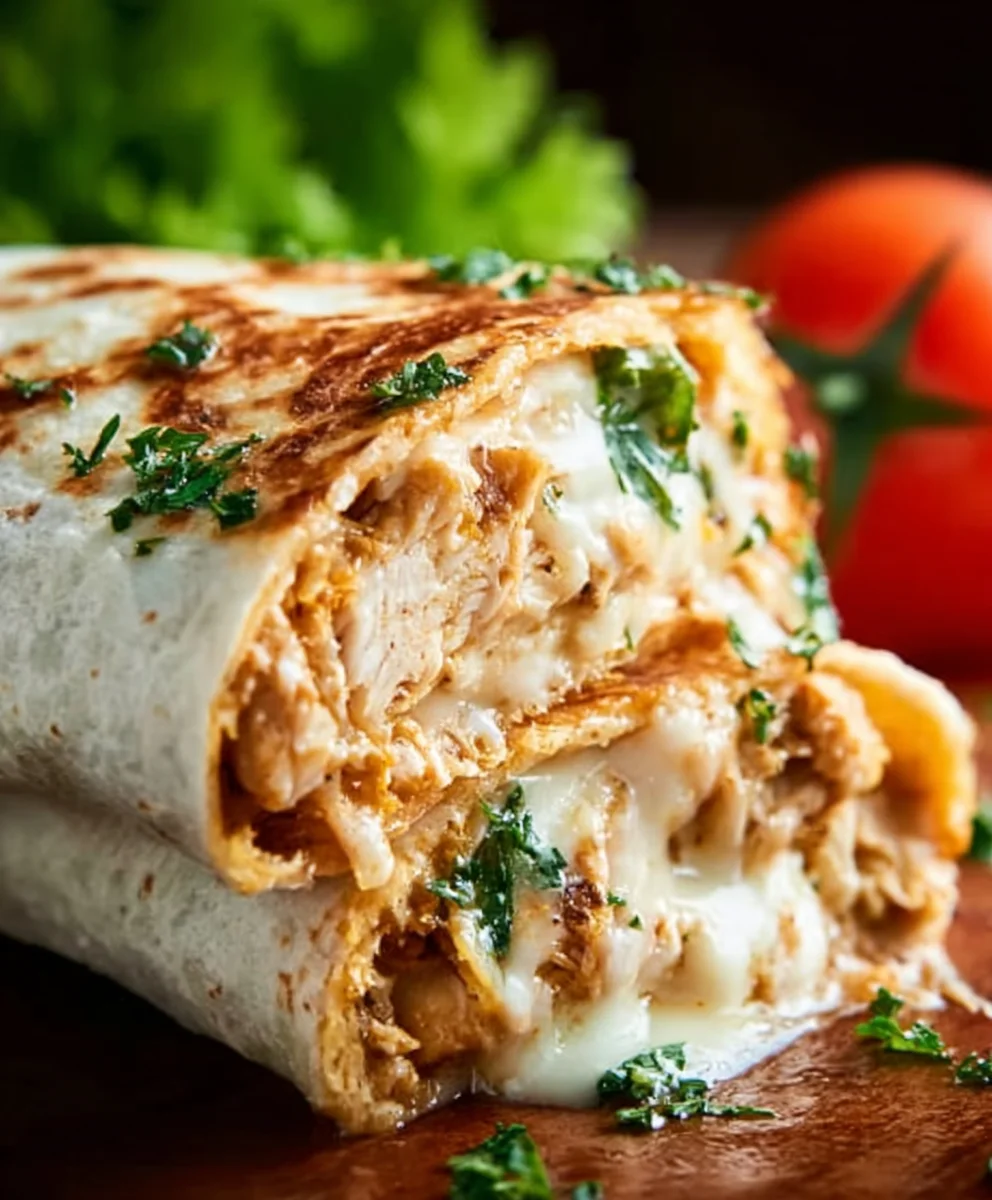 Cheesy Garlic Chicken Wraps Easy & Delicious