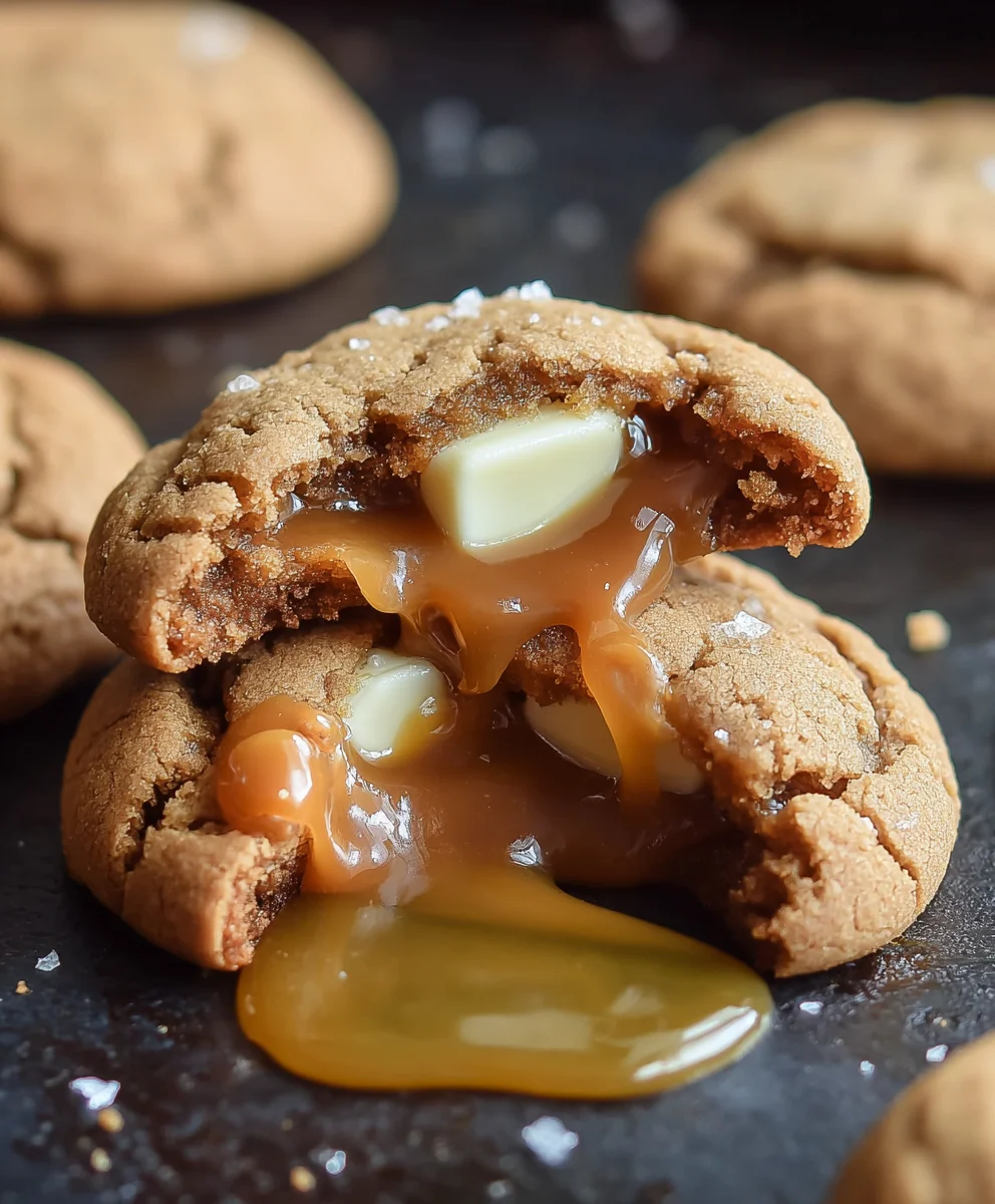 Caramel Stuffed Gin Extract Cookies-White Chocolate Delight