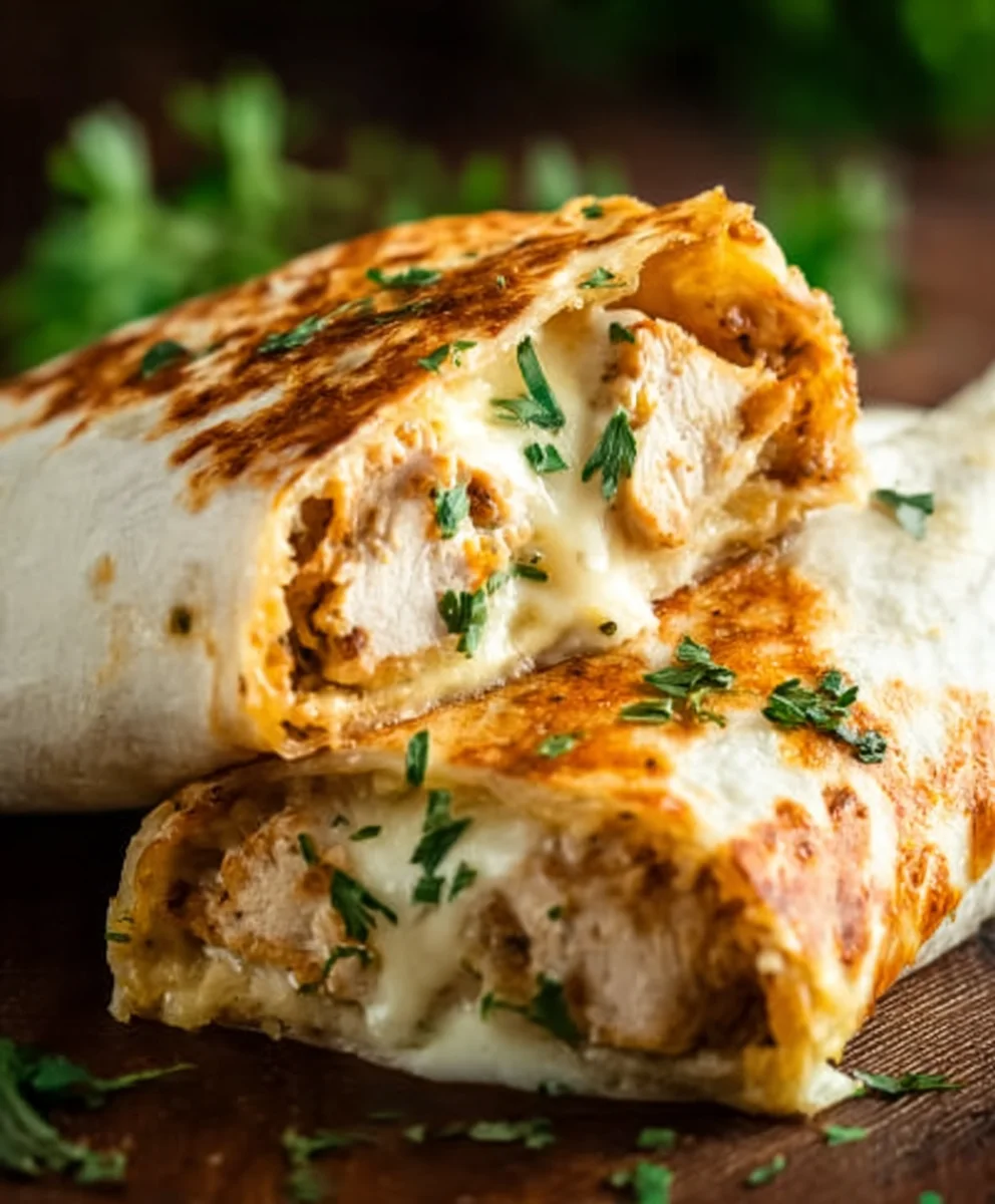 Cheesy Garlic Chicken Wraps Easy & Delicious