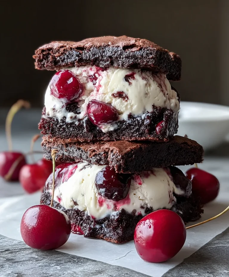Cherry Brownie Ice Cream Sandwiches-Decadent Treat