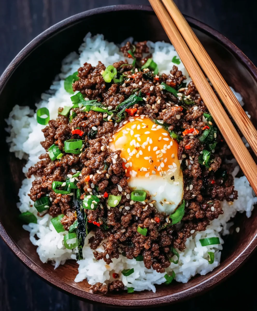 Easy Korean Ground Beef Rice Bowl Recipe