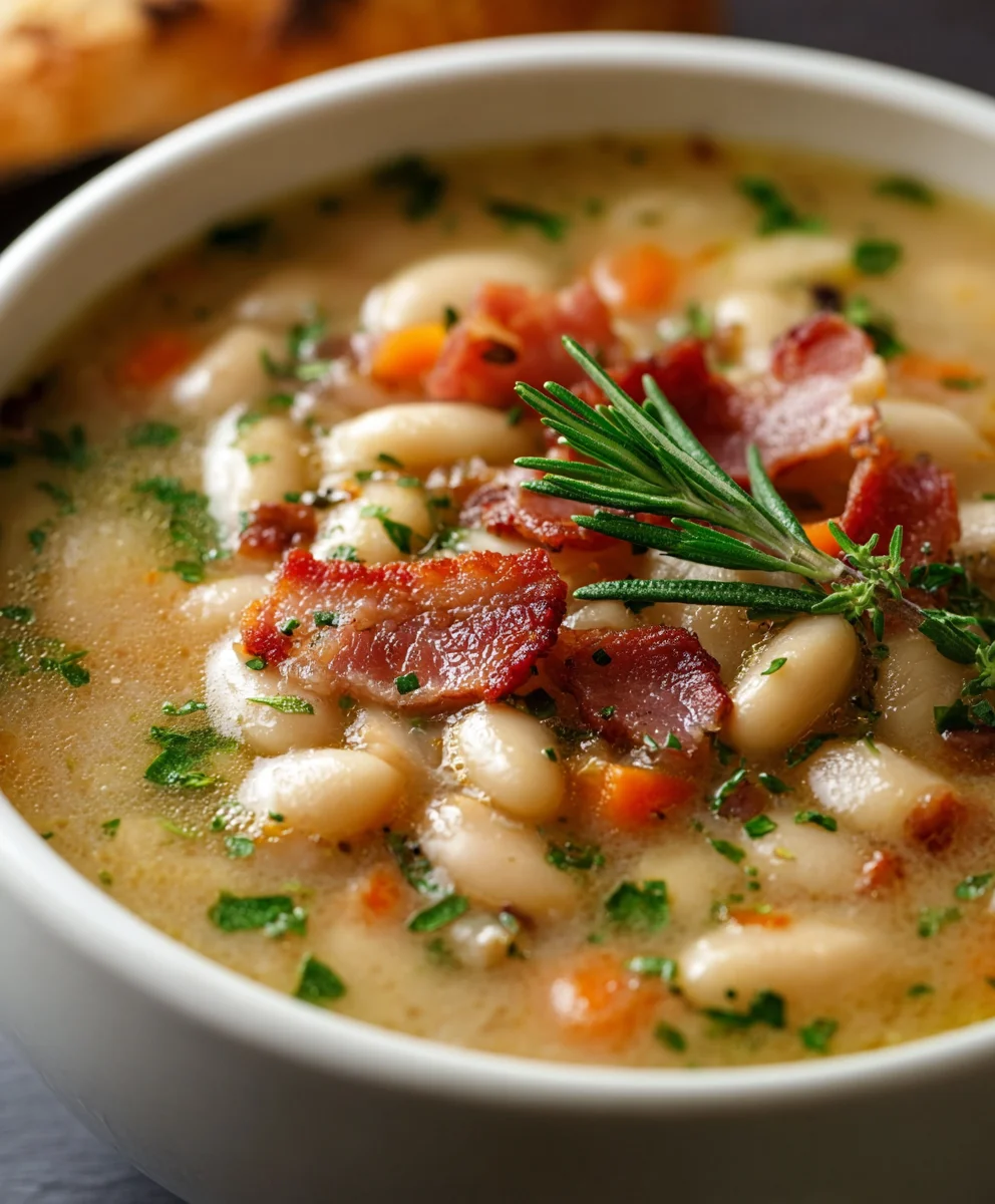 Hearty White Bean Soup with Beef Beef Bacon Delight