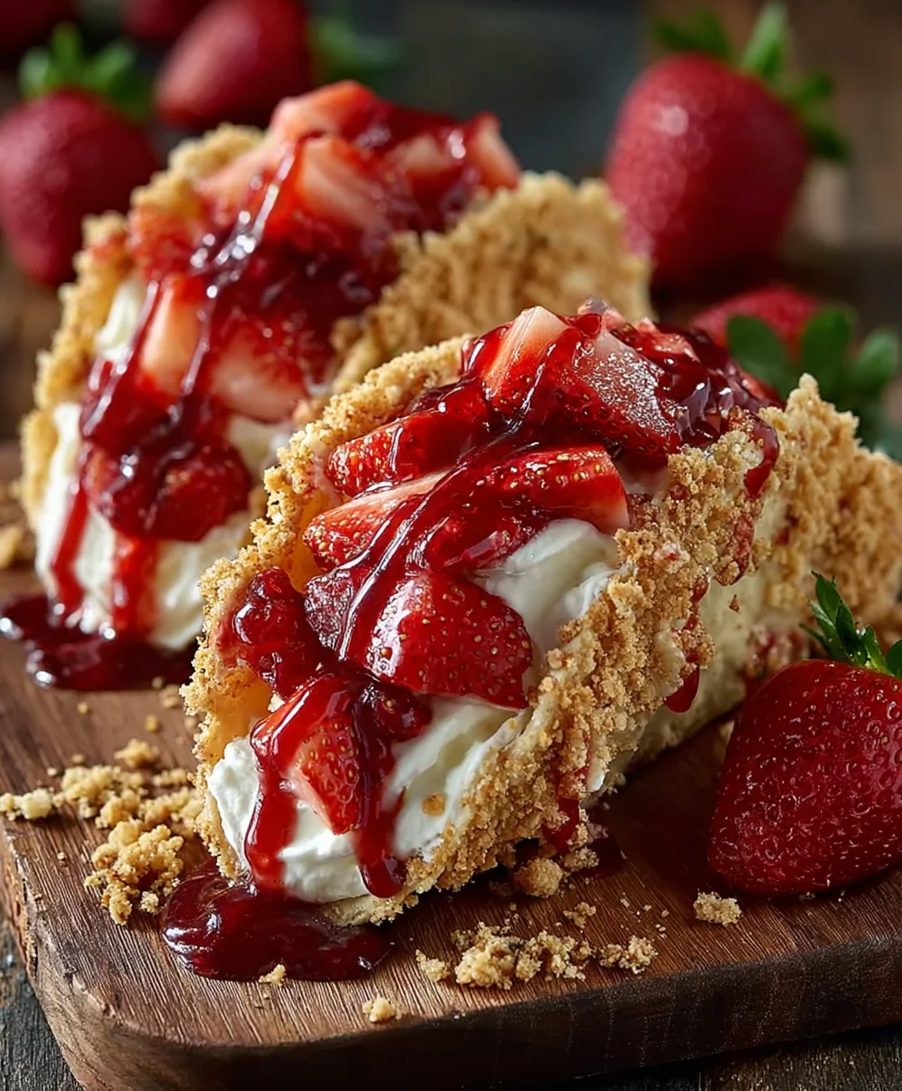 Strawberry Crunch Cheesecake Tacos-Easy Dessert Recipe