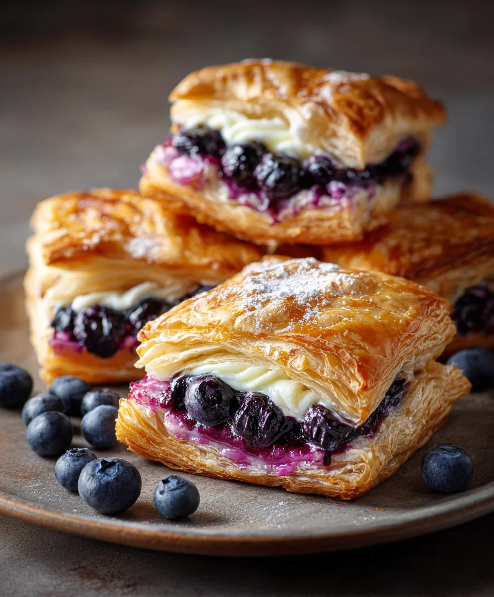 Blueberry Cream Cheese Puff Pastry - Easy Dessert Recipe