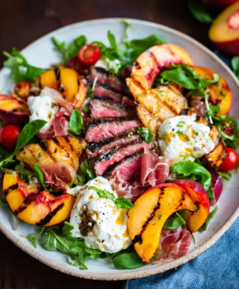 Grilled Nectarine Burrata Beef Beef Prosciutto Salad