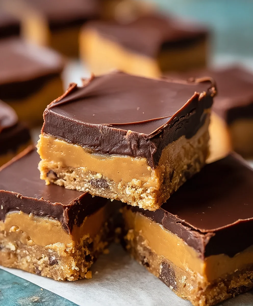 Decadent Chocolate Peanut Butter Bars-Easy No Bake Treat