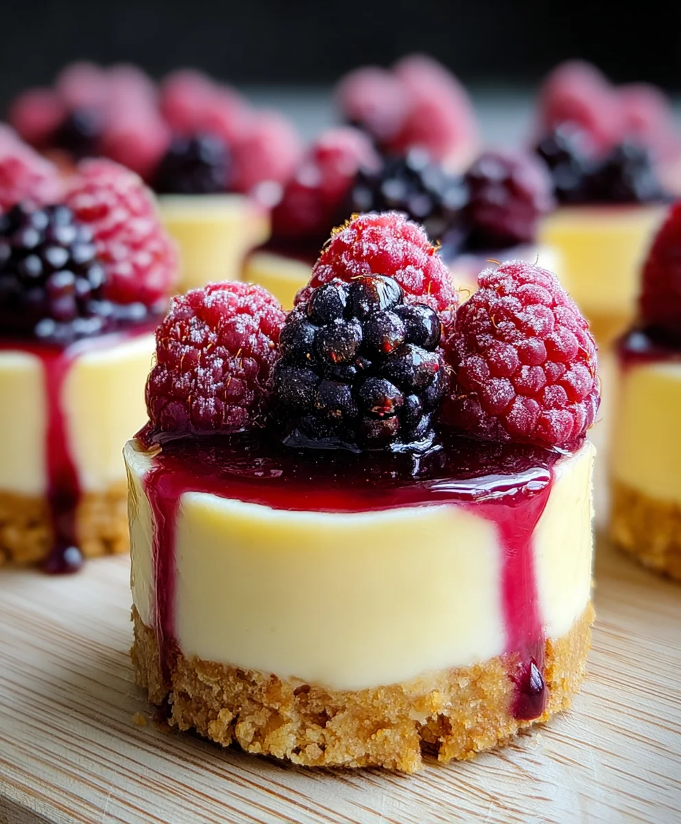 Lemon Raspberry Blackberry Mini Cheesecakes
