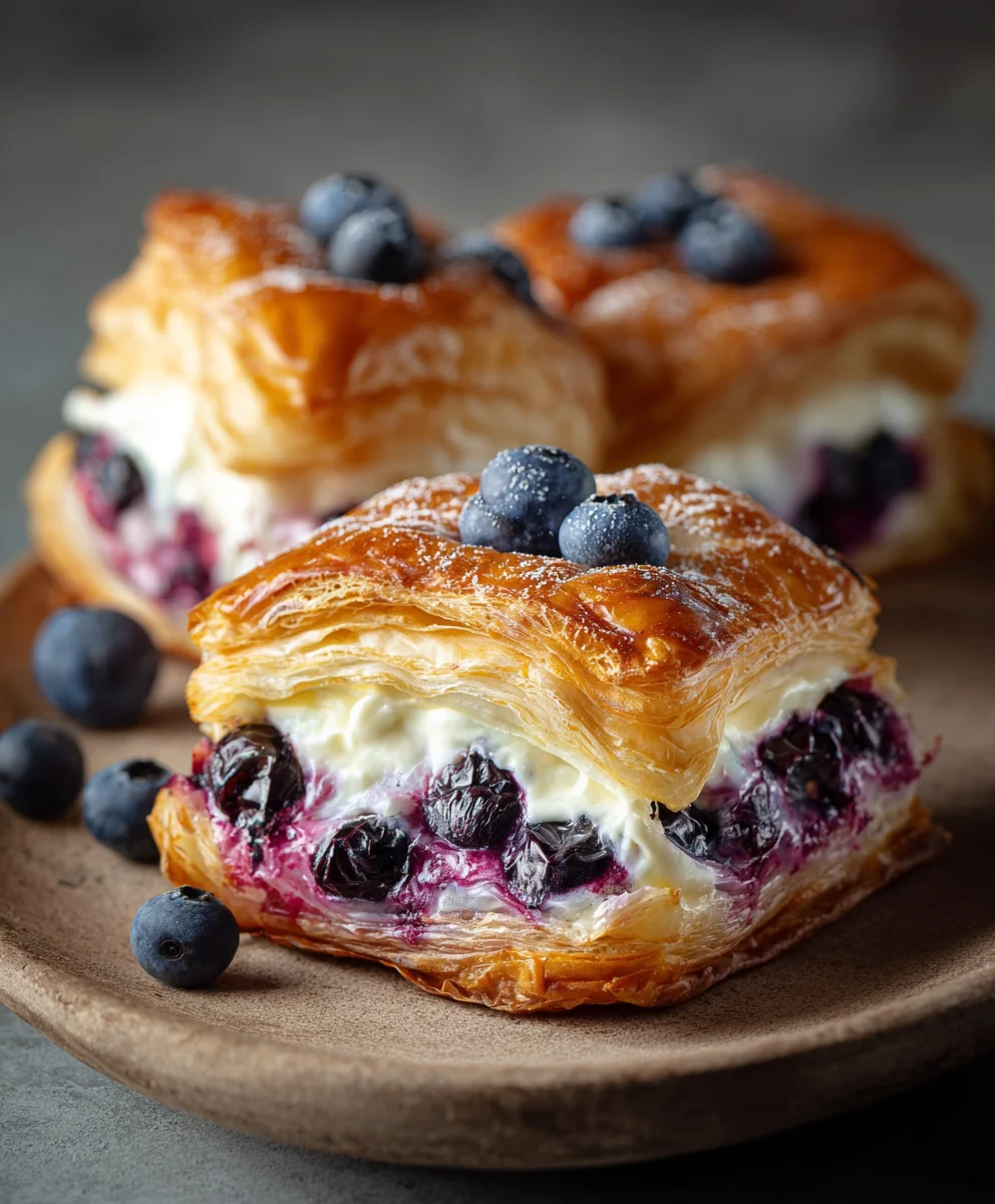 Blueberry Cream Cheese Puff Pastry - Easy Dessert Recipe