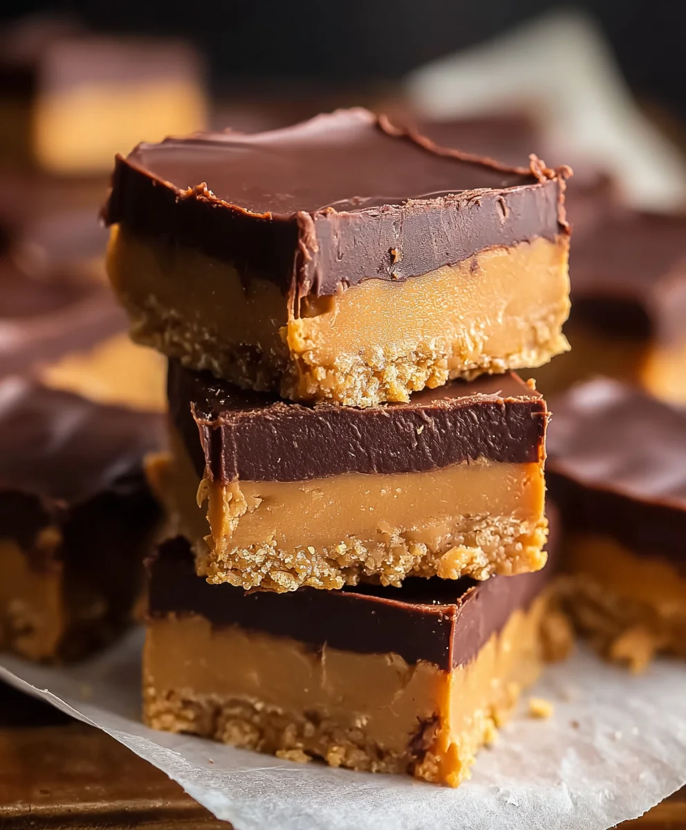Decadent Chocolate Peanut Butter Bars-Easy No Bake Treat
