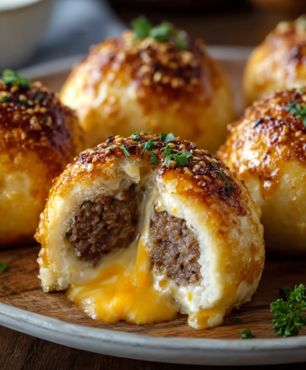 Garlic Parmesan Cheeseburger Bombs - Easy Beef Bites