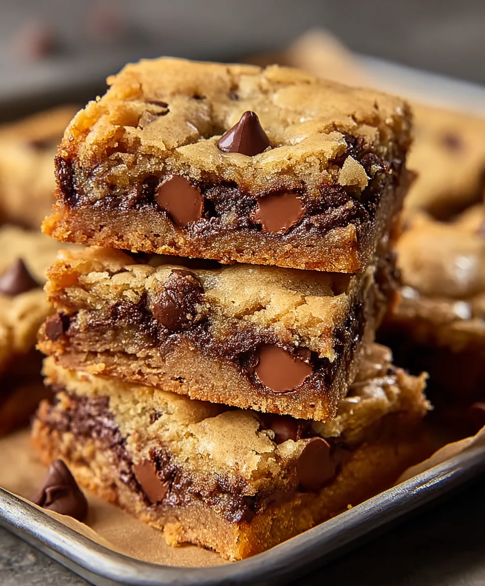 Gooey Chocolate Chip Cookie Bars-Easy Recipe