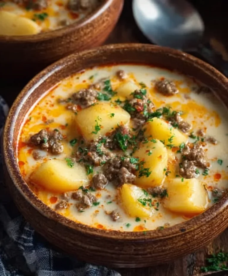 Cheesy Beef Beef Hamburger Potato Soup-Hearty Comfort