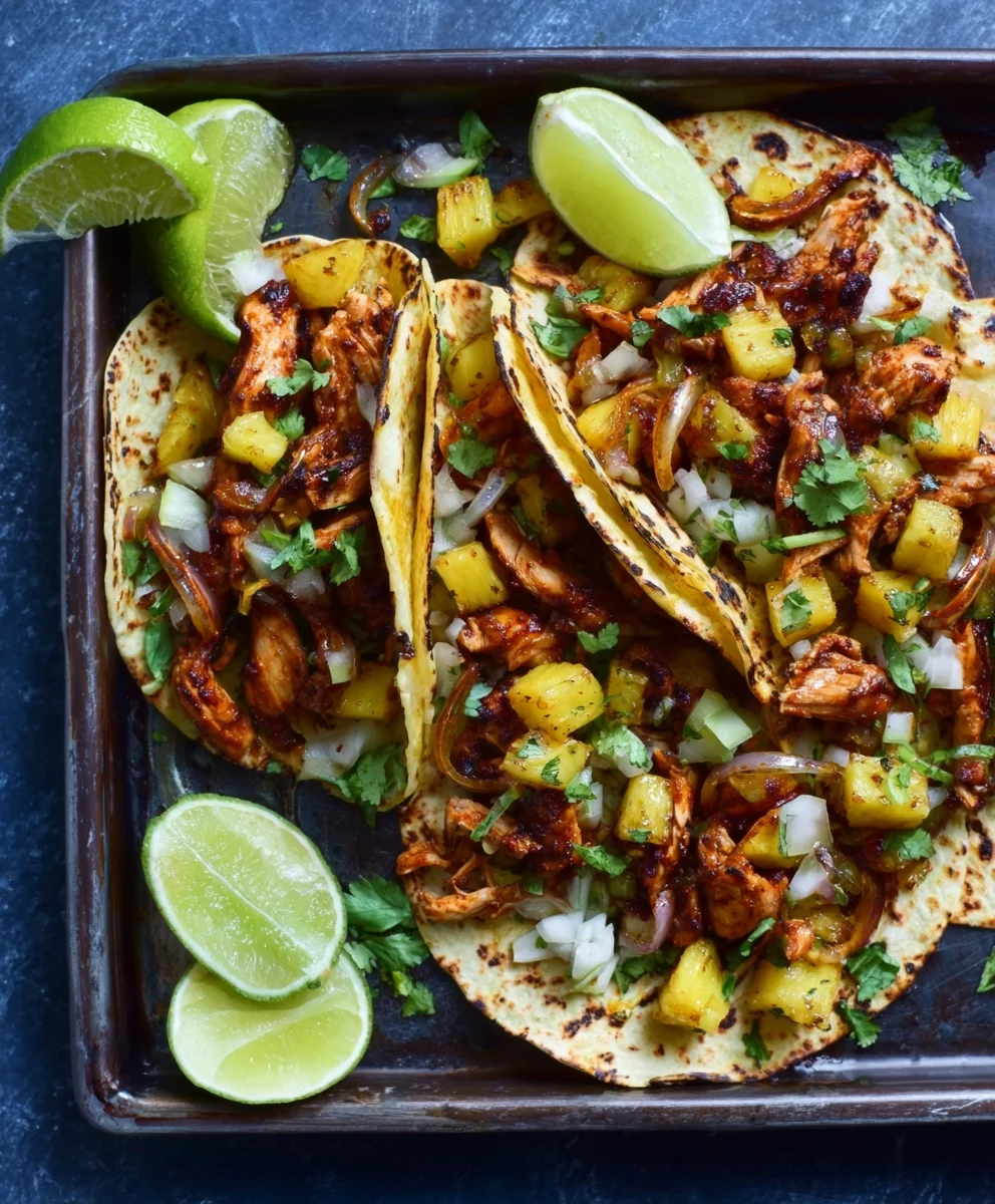 Easy One Pan Chicken Pineapple Tacos Recipe