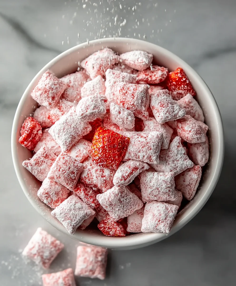 Easy Strawberry Shortcake Puppy Chow Recipe
