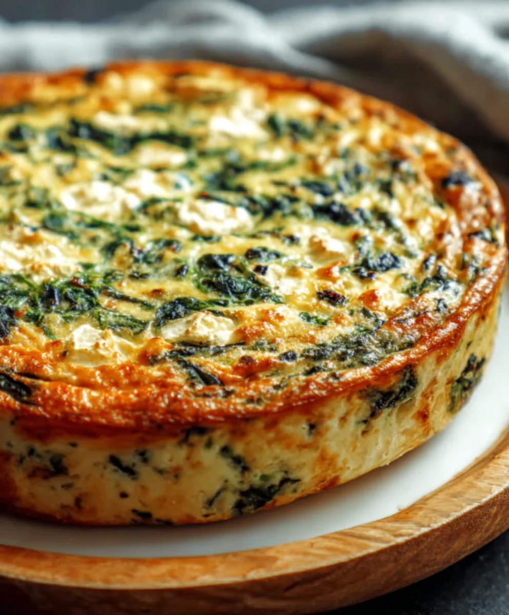 Spinach Cottage Cheese Crustless Quiche - Easy & Delicious