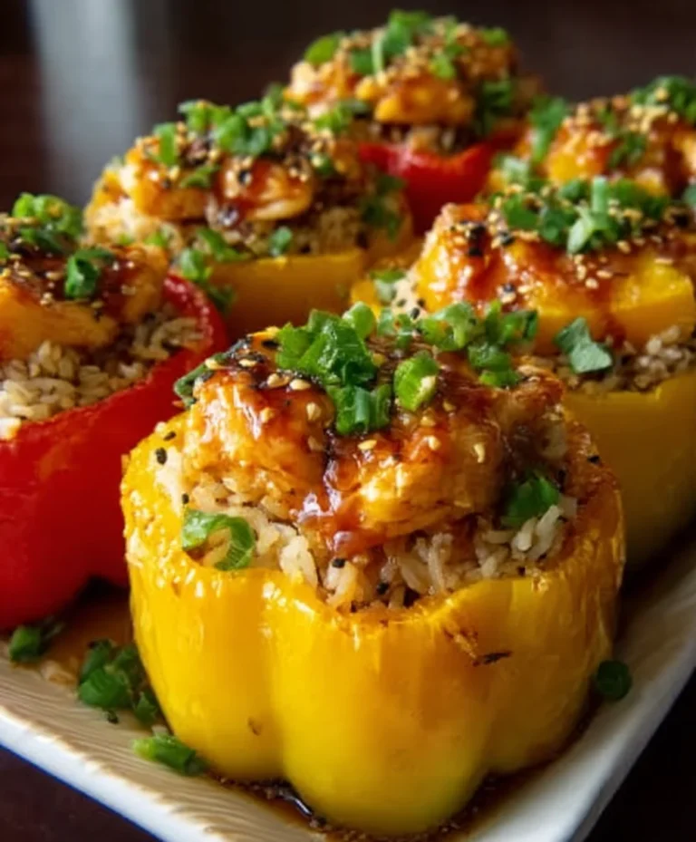Teriyaki Pineapple Chicken Stuffed Peppers-Sweet Savory