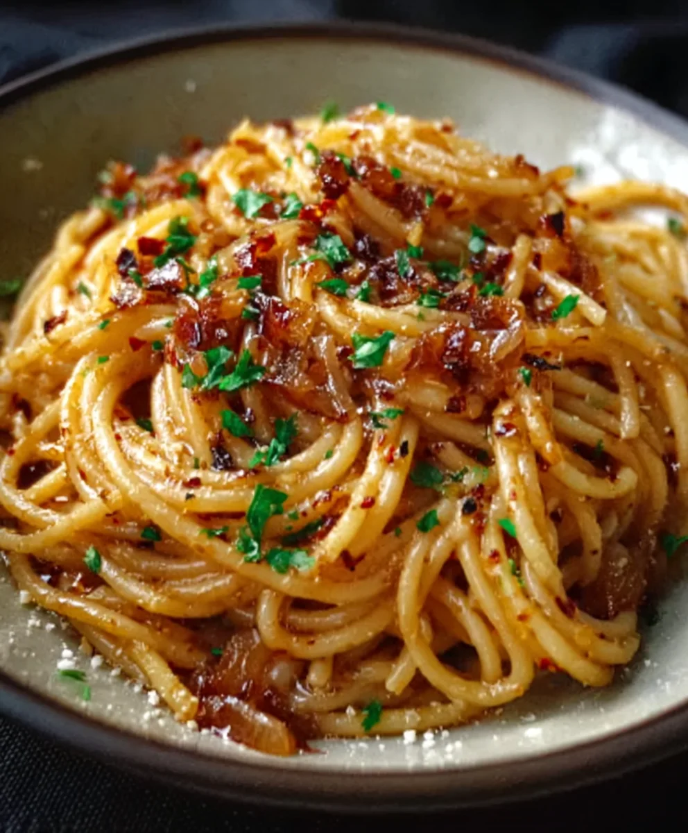 Caramelized Onion Pasta-Spicy Chili Oil Flavor Bomb