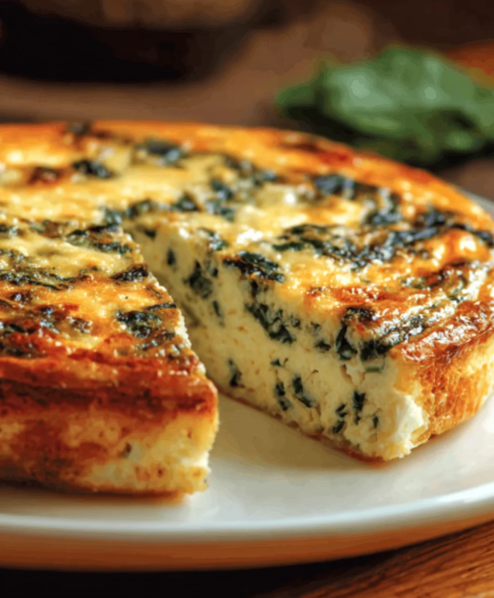 Spinach Cottage Cheese Crustless Quiche - Easy & Delicious