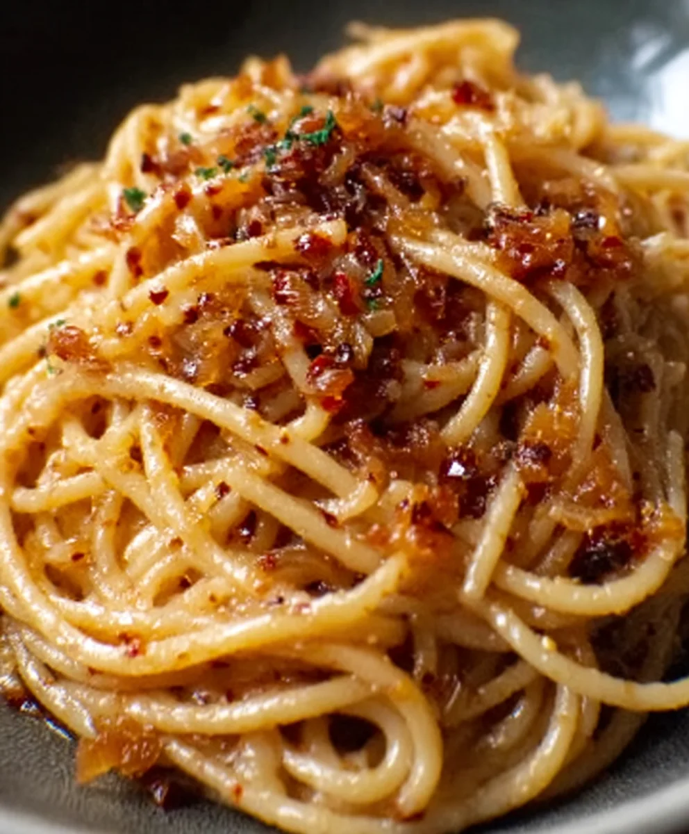 Caramelized Onion Pasta-Spicy Chili Oil Flavor Bomb