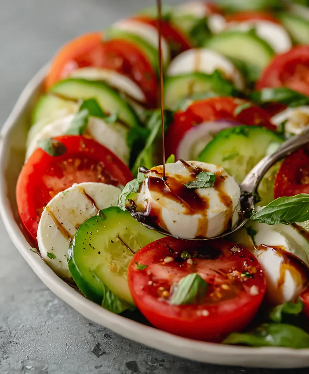 Fresh Cucumber Caprese Salad - Easy & Delicious