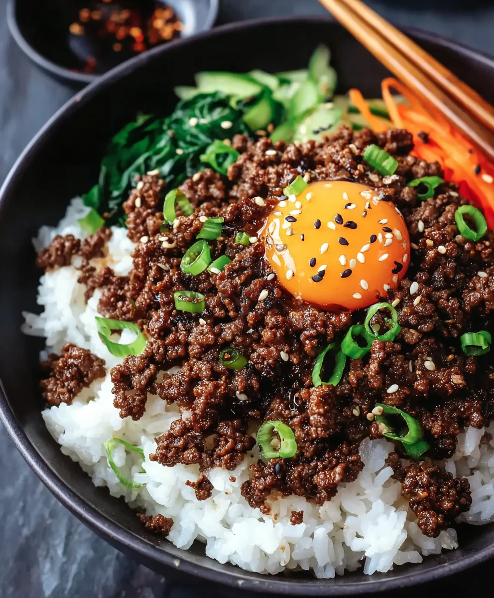 Easy Korean Ground Beef Rice Bowl Recipe
