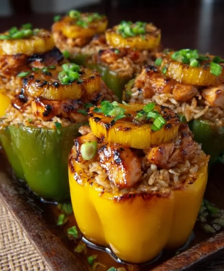 Teriyaki Pineapple Chicken Stuffed Peppers-Rice
