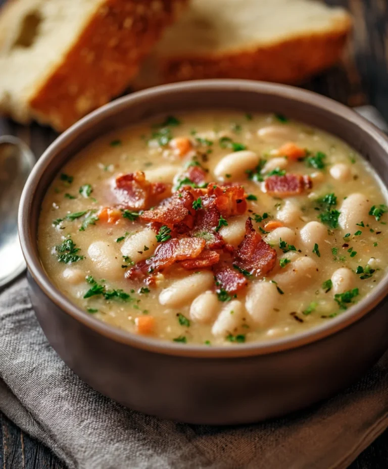 Hearty White Bean Soup with Beef Beef Bacon Delight
