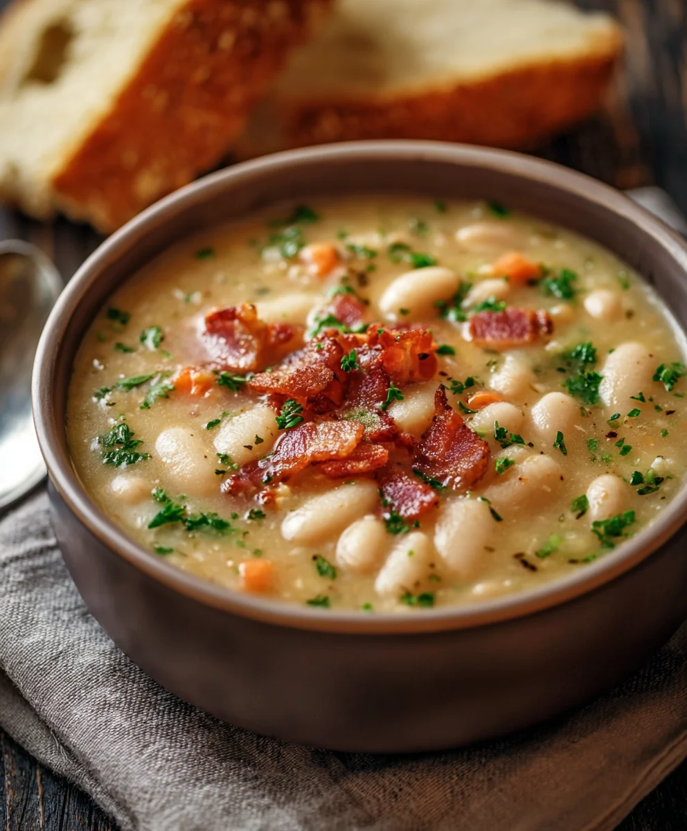 Hearty White Bean Soup with Beef Beef Bacon Delight