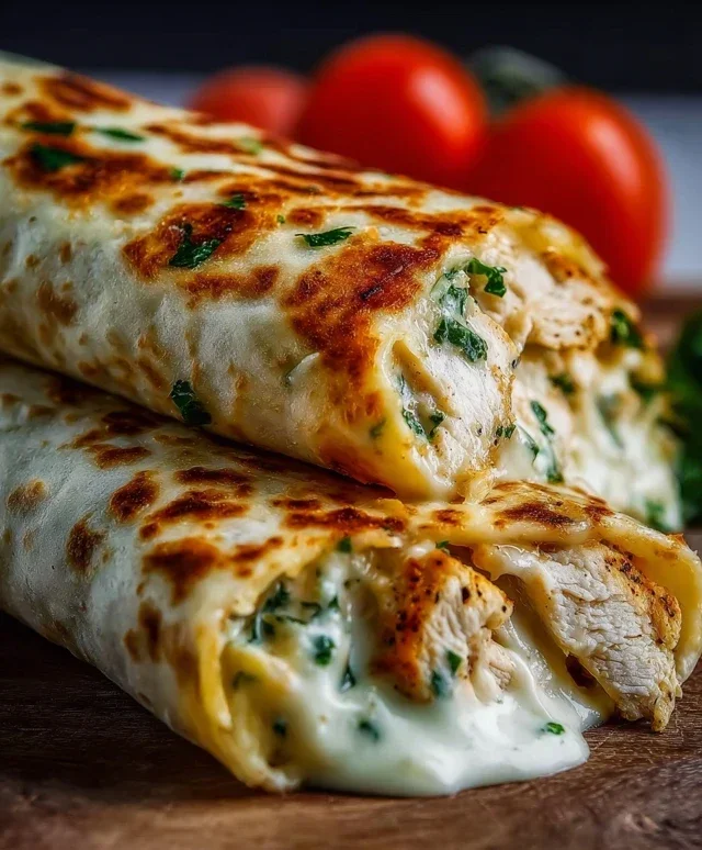 Cheesy Garlic Chicken Wraps