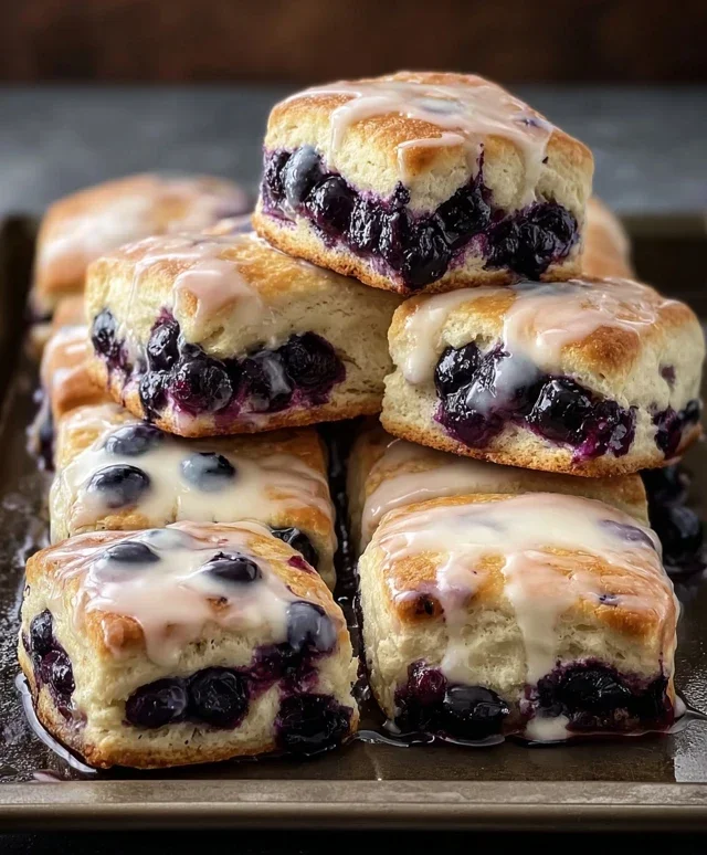 Glazed Blueberry Butter Swim Biscuits