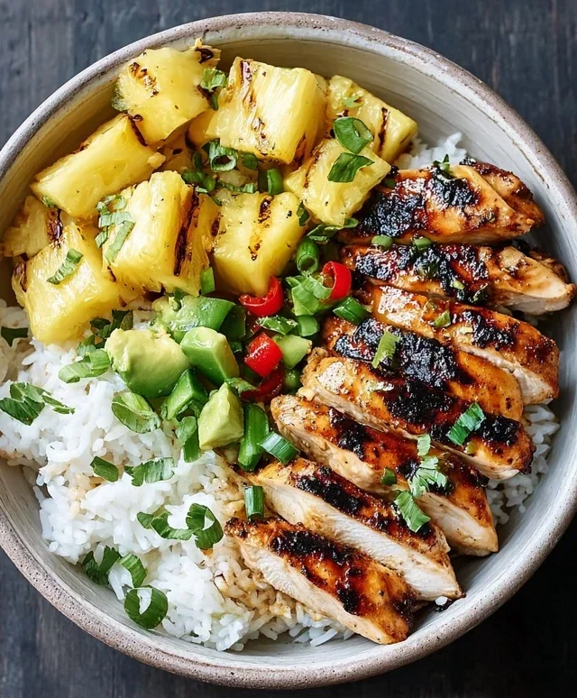 Grilled Chicken and Pineapple Bowls with Coconut Rice