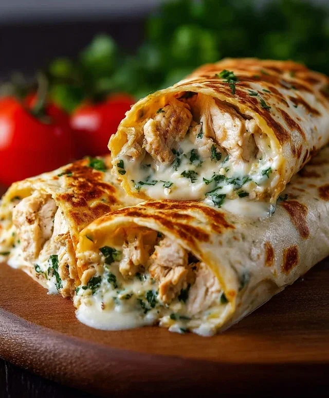 Low Carb Cheesy Garlic Chicken Wraps