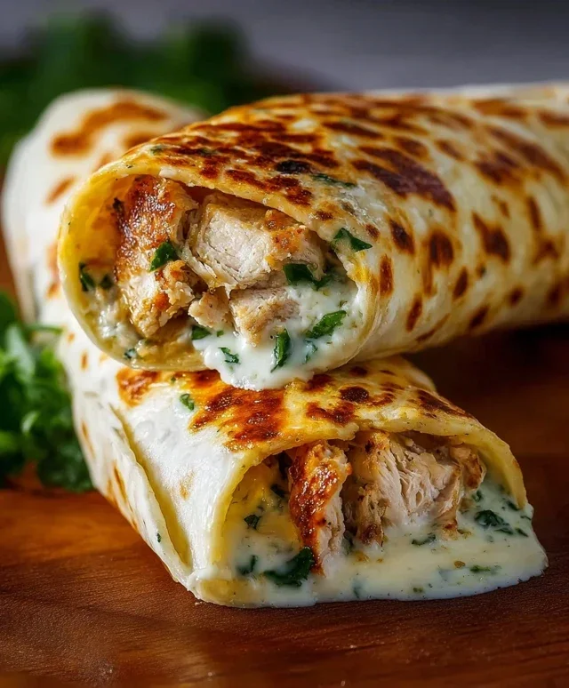 Cheesy Garlic Chicken Wraps