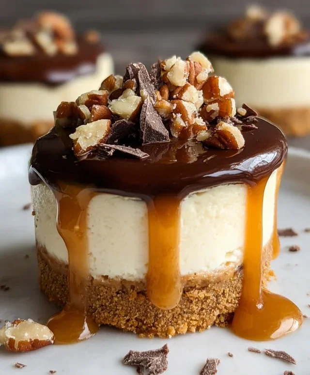 No Bake Turtle Mini Cheesecakes