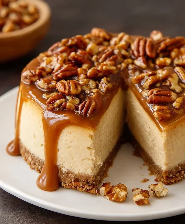 Vegan Caramel Pecan Cheesecake