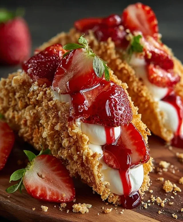 Strawberry Crunch Cheesecake Tacos