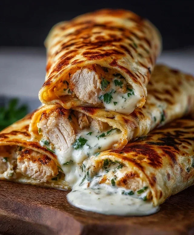 Low Carb Cheesy Garlic Chicken Wraps