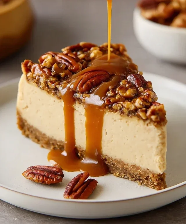 Vegan Caramel Pecan Cheesecake